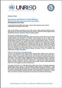 Governance and Women’s Claims-Making: What Do Feminists Want and How Do They Get It? (Research Note)